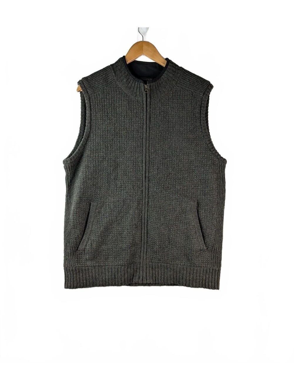 Pendleton Men's Shetland Wool Full-Zip Sweater Vest Charcoal Gray Marl Size M